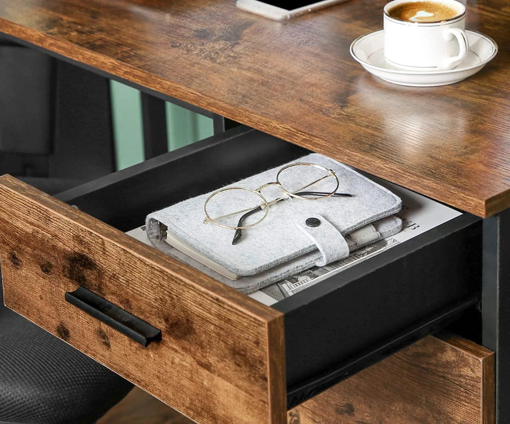 L-Shaped Computer Desk with Cabinet and Drawer A5922
