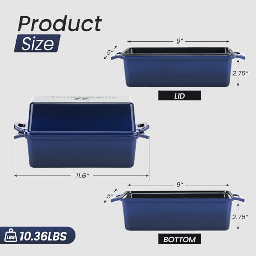 9x5 Inch Enameled Cast Iron Bread Loaf Pan with Lid, 2 Piece Set, Red J463147