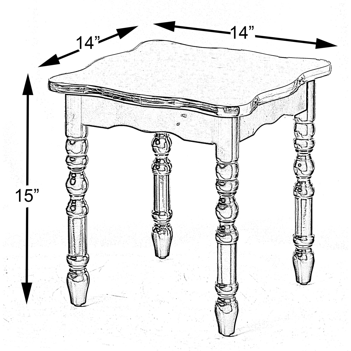 Square Wooden Side Table with Storage Shelf, White J1201