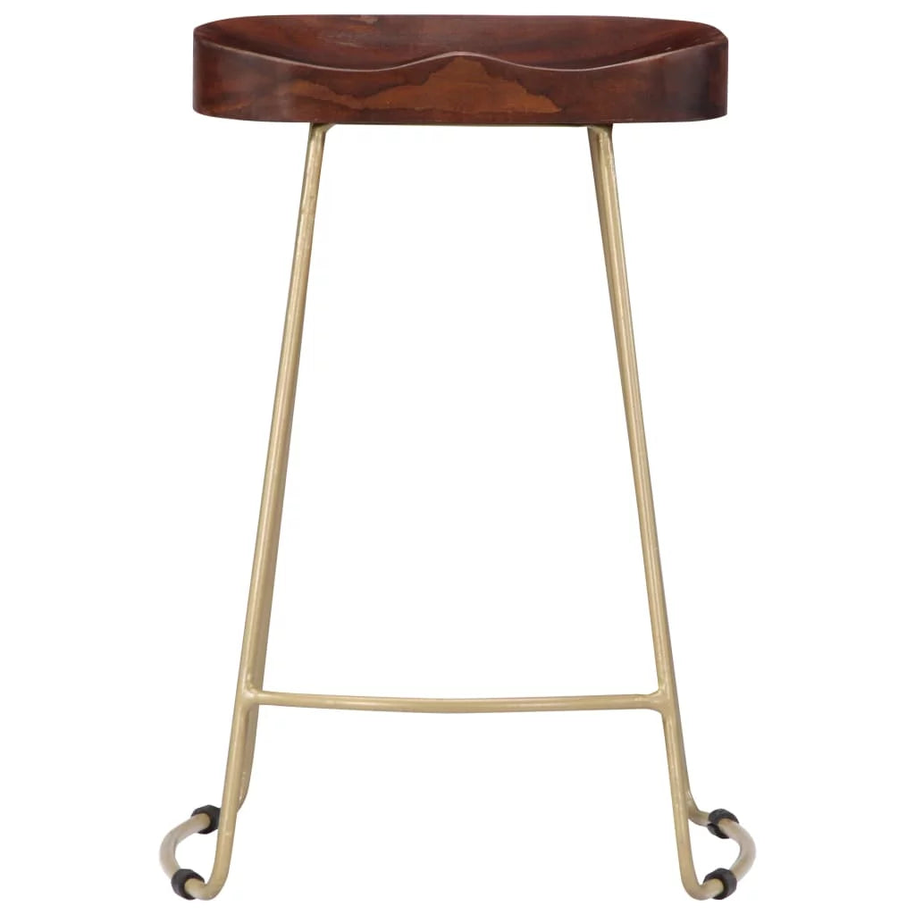 2 pcs Solid Mango Wood Bar Stools M386294