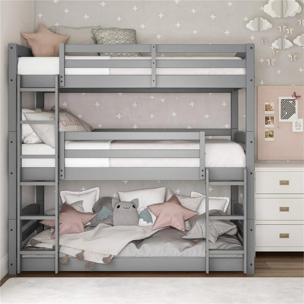 Gray Triple Floor Wood Bunk Bed F988420