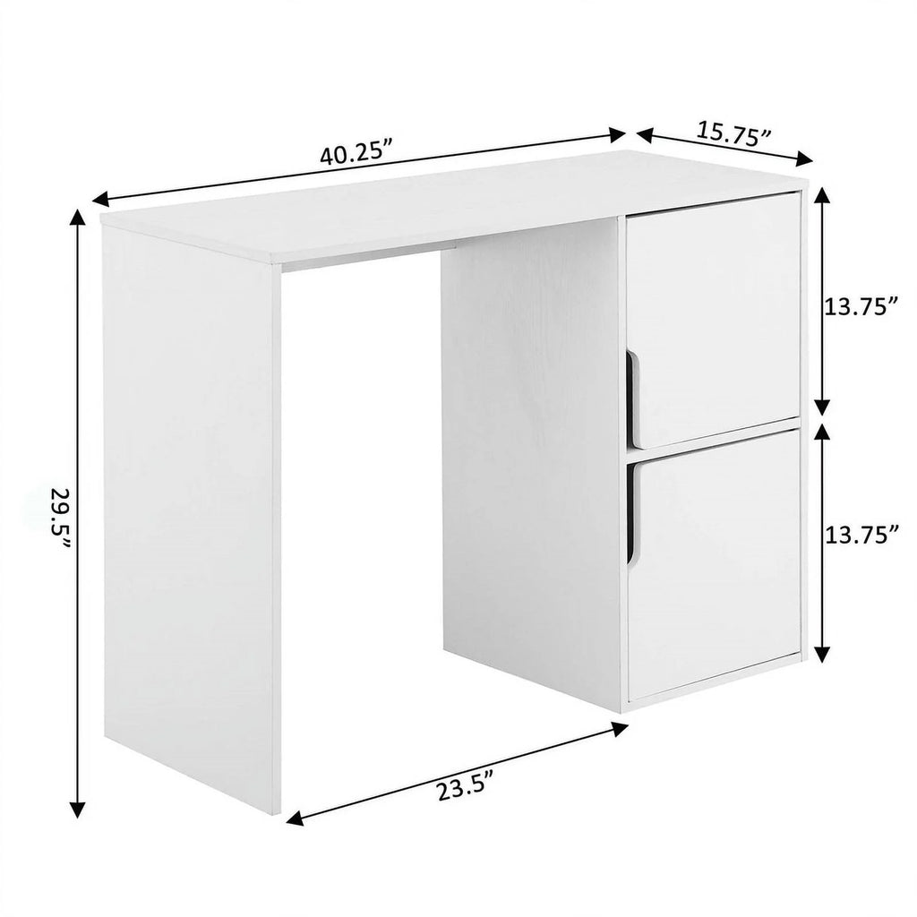 Student Desk with Storage Cabinets in White Wood Finish M848231
