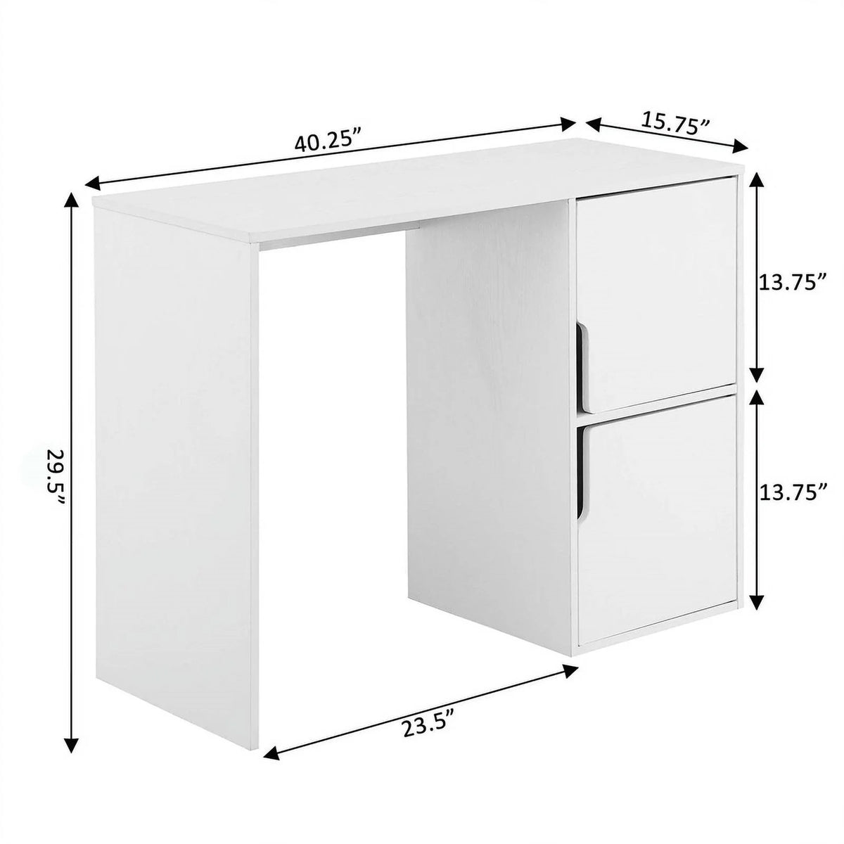 Student Desk with Storage Cabinets in White Wood Finish M848231