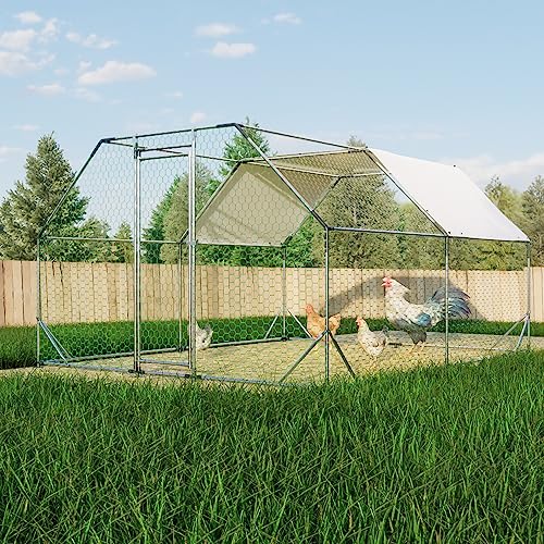 Large Metal Chicken Coop with Waterproof Cover X7309
