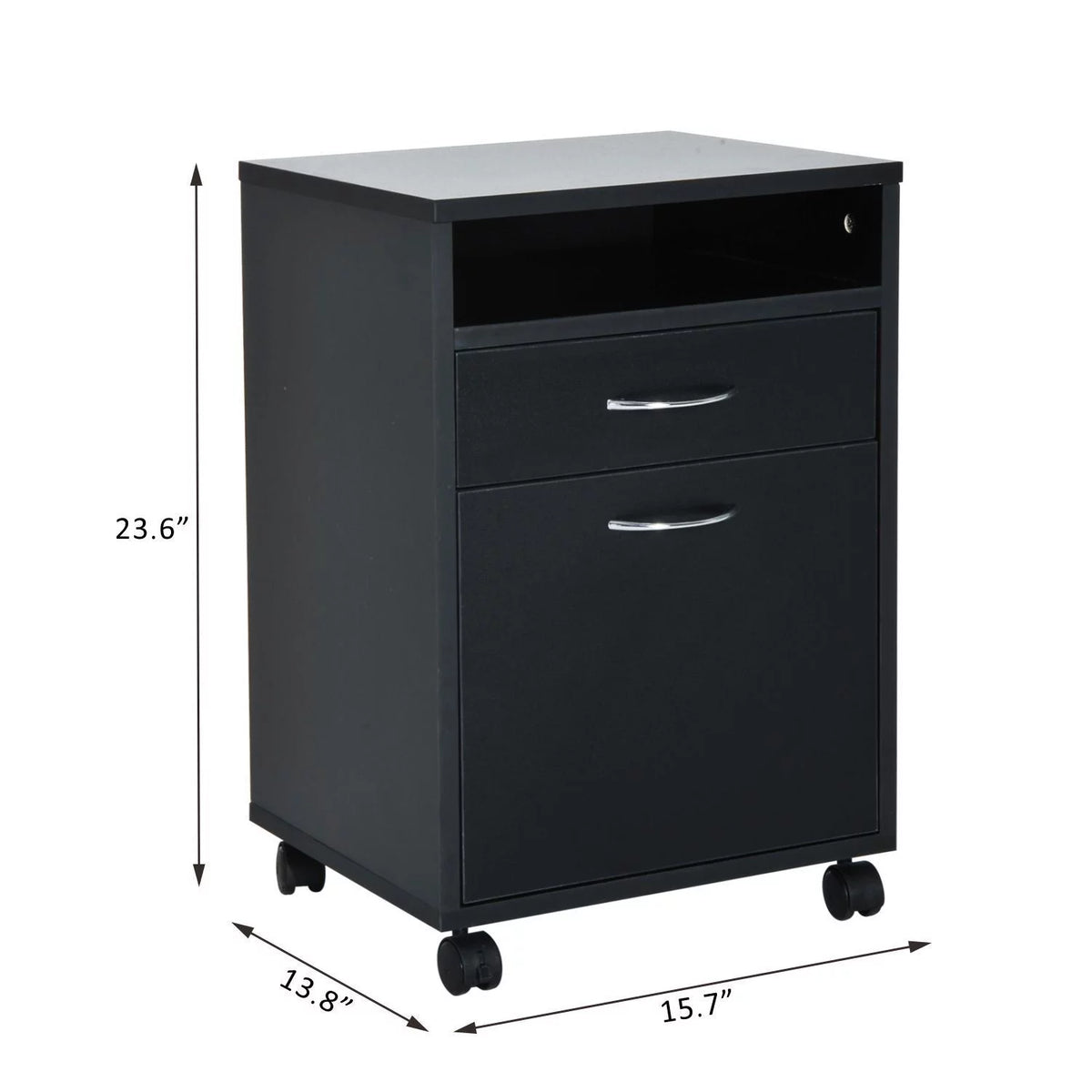 24" Rolling End Table Cart Nightstand Organizer, Black C958
