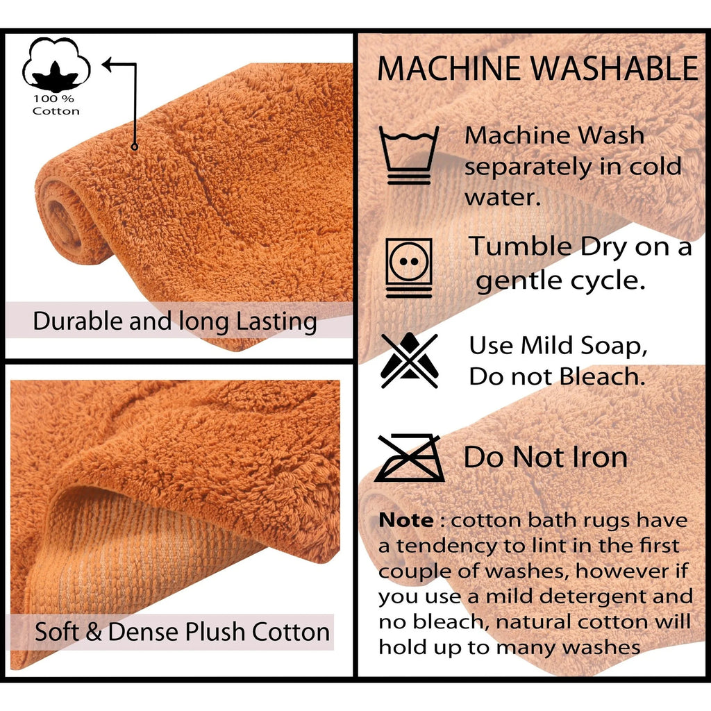 Absorbent Cotton Machine Washable 3 Piece Bathroom Rug Set with Runner Q28022
