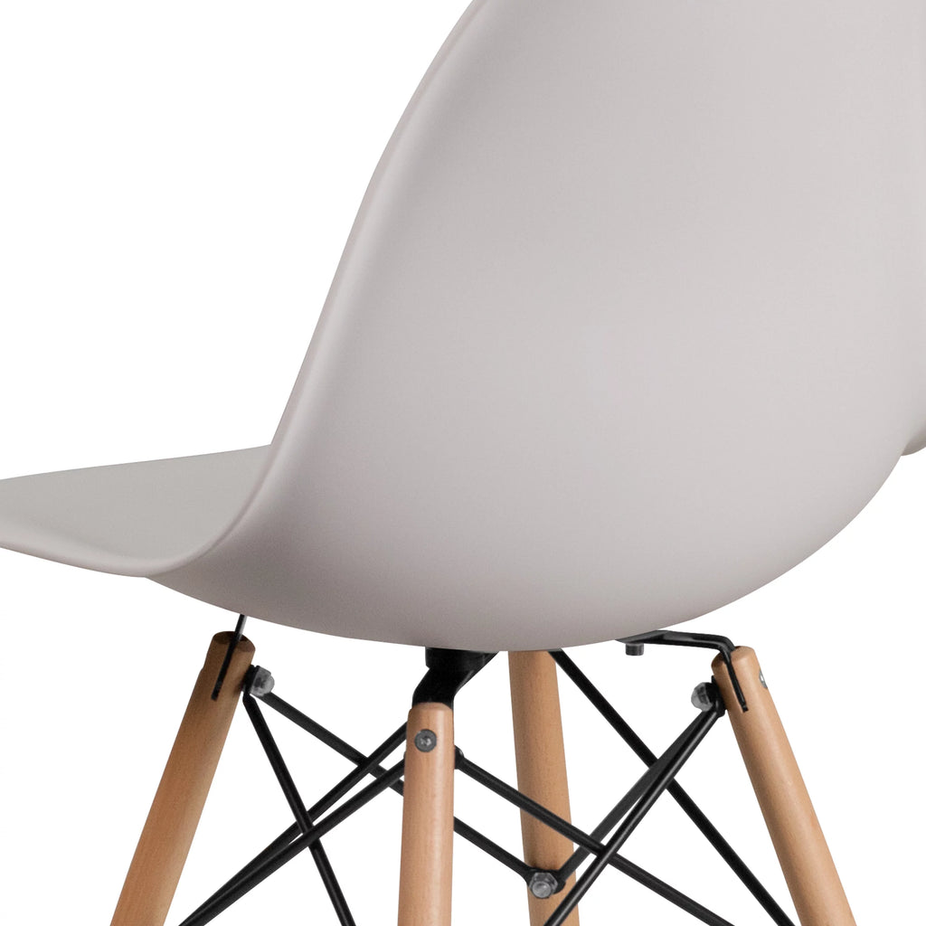 2 Pack White Plastic Chair with Wooden Legs P529087