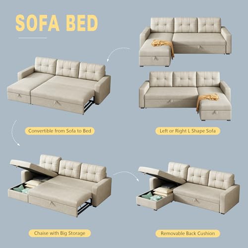 L Shaped Sleeper Sofa with Pull Out Bed and Storage Z562263