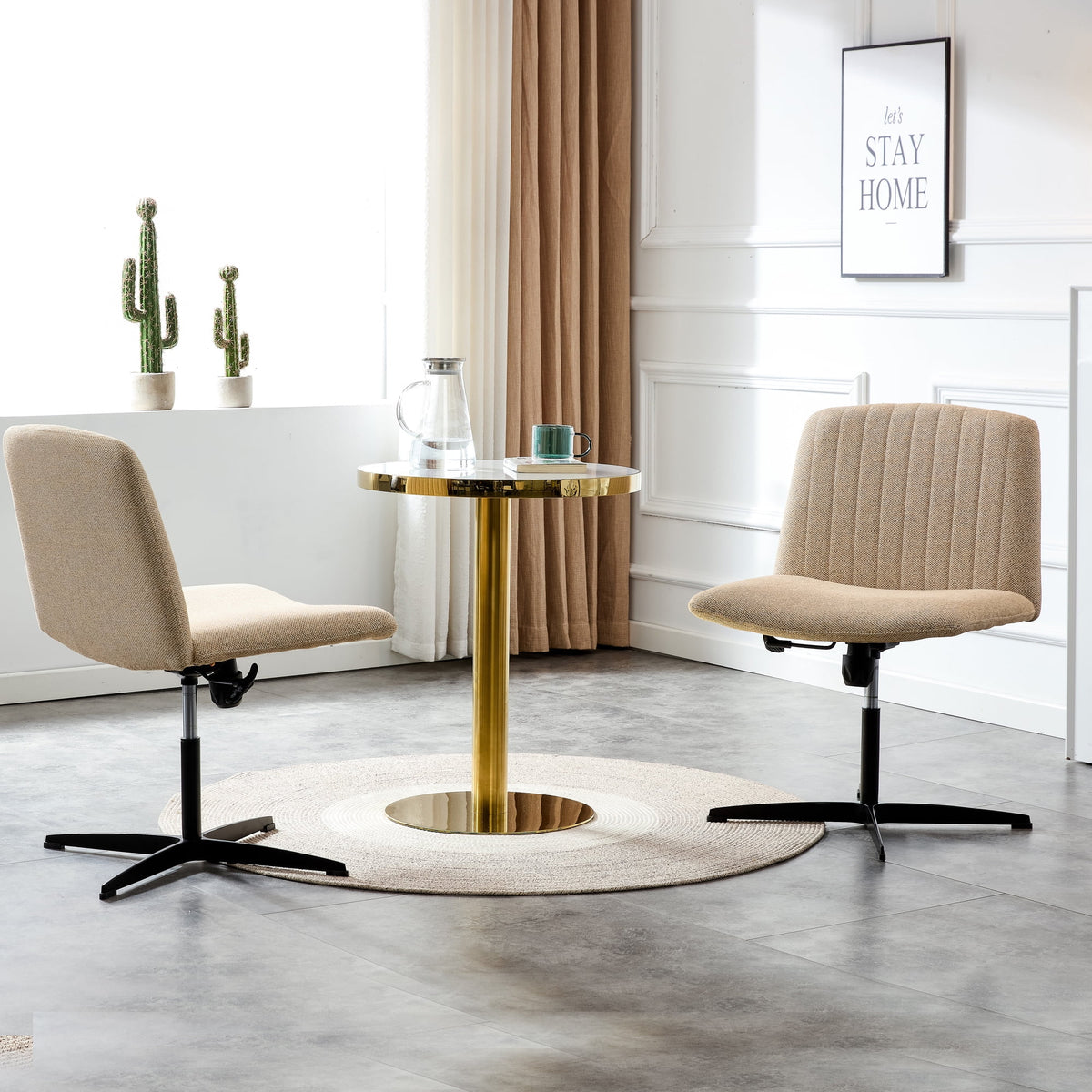 Adjustable Swivel Home Office Computer Chair with Cushion & Black Foot I86743