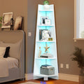 White 5 Tier Corner Shelf with Led Light X55839