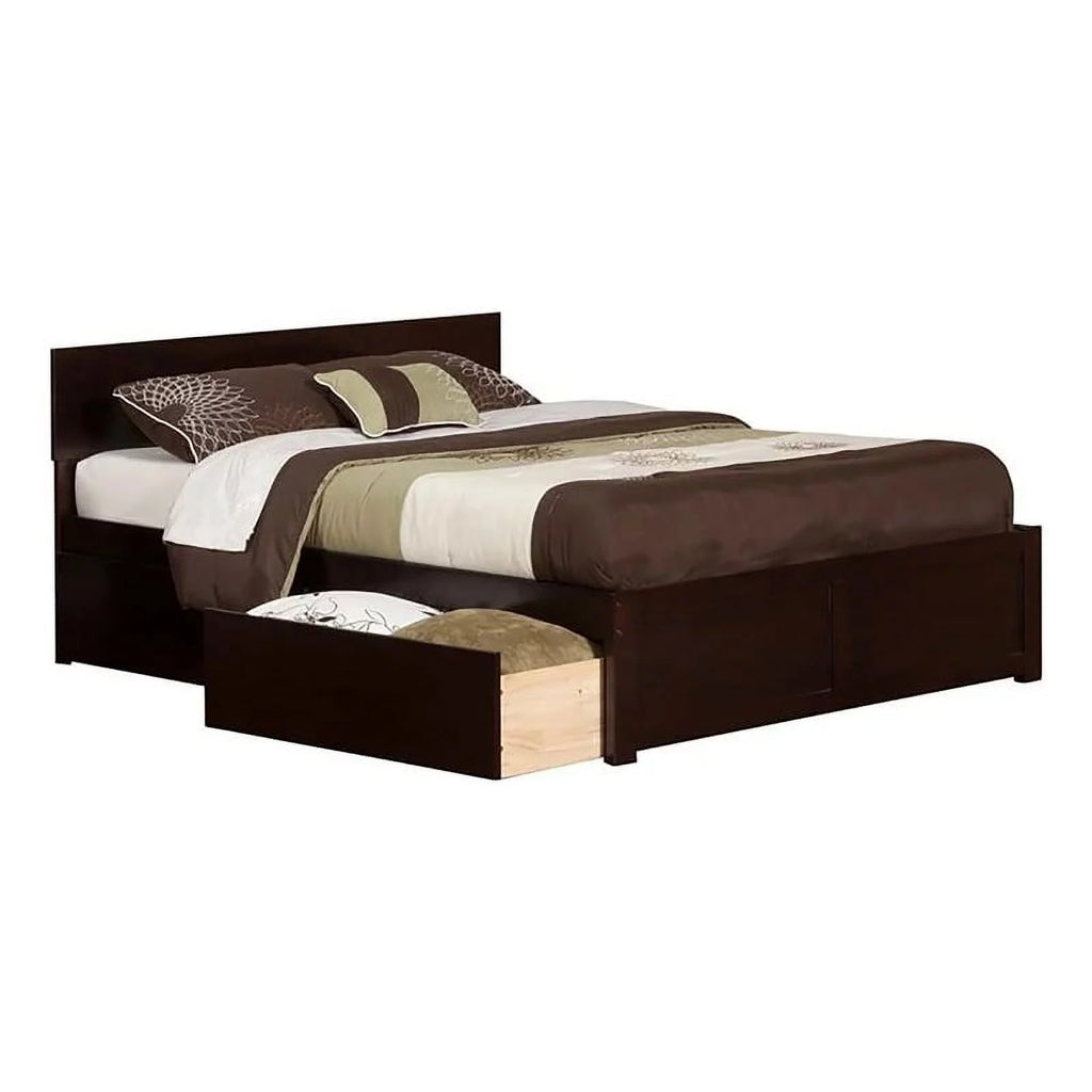 Solid Wood Queen Storage Platform Bed in Espresso M250046