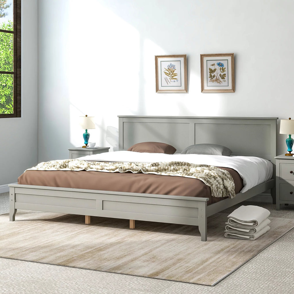 Solid Wood King Platform Bed S999