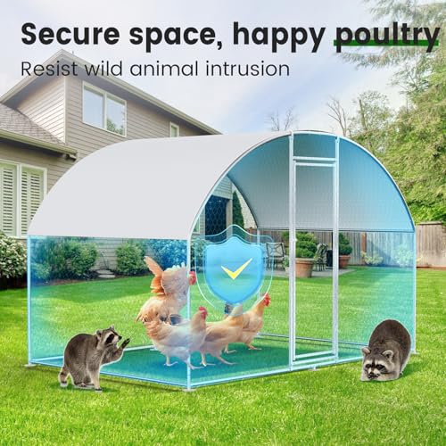Large Metal Chicken Coop with Waterproof Cover X7309