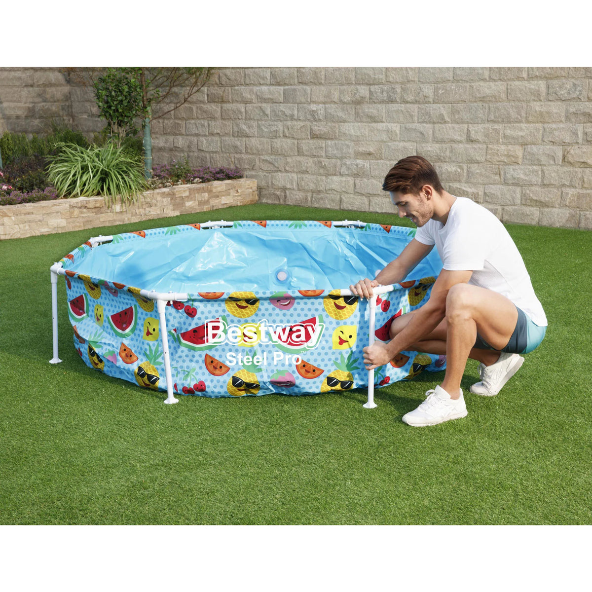 8' x 20" Round Above Ground Swimming Pool with Canopy H327