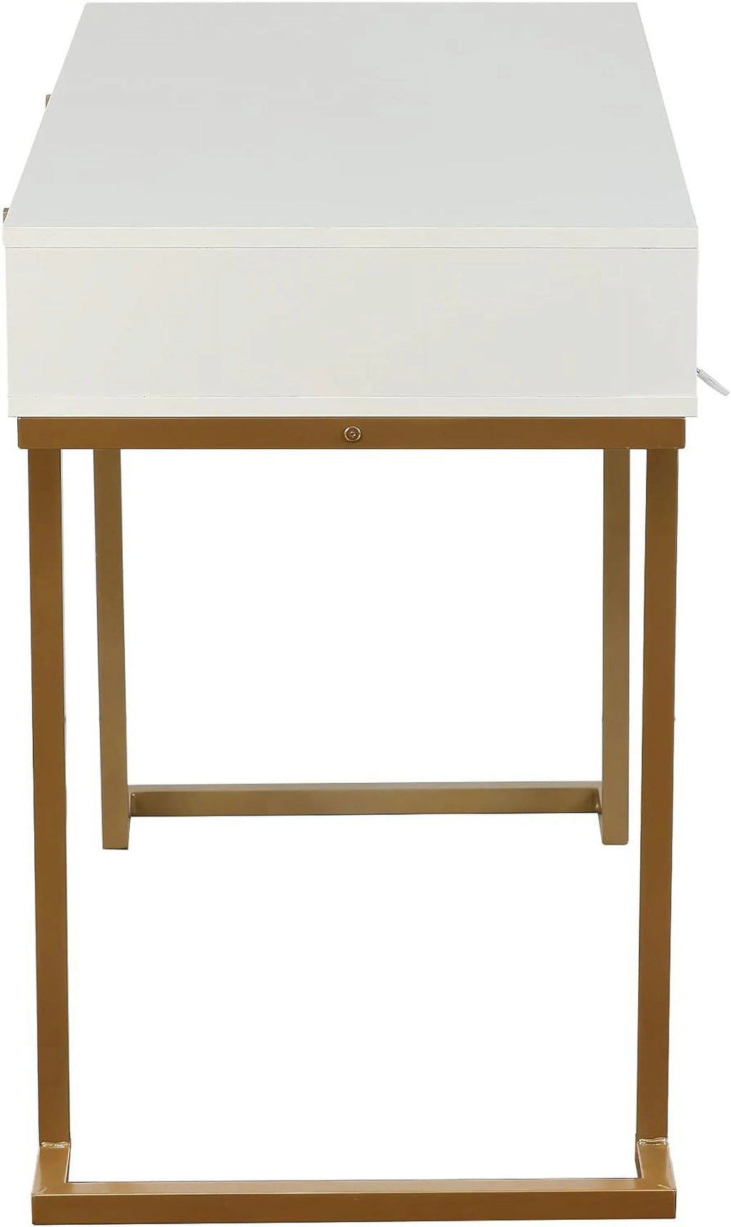 White Gold 2 Drawer Wood Metal Desk P6078