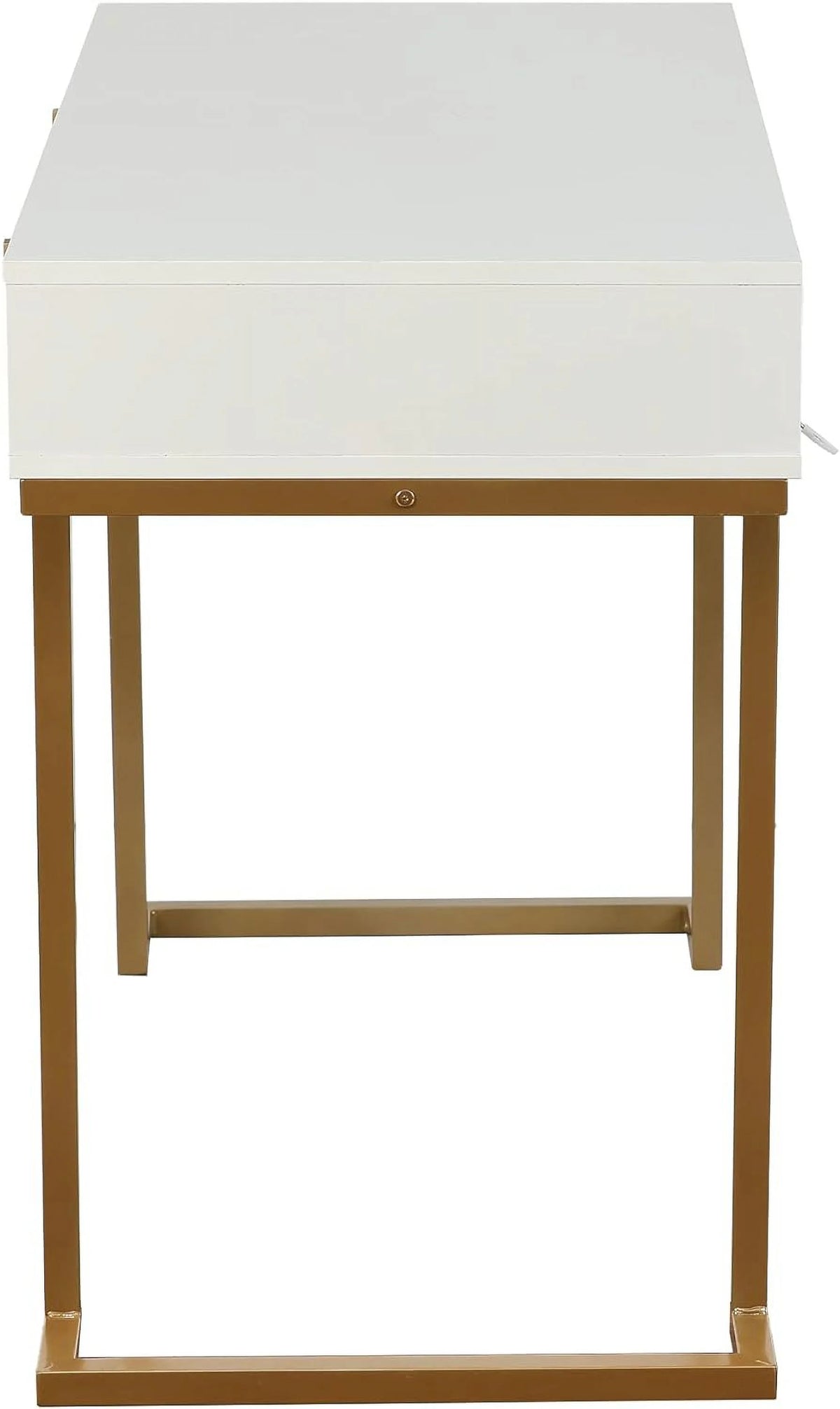 White Gold 2 Drawer Wood Metal Desk P6078
