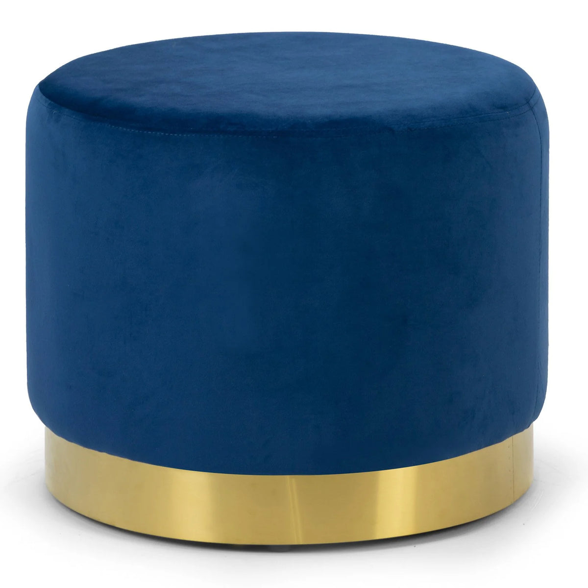 Velvet Round Ottoman with Golden Accent Base D38932