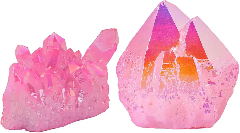 Hot Pink Titanium Coated Crystal Cluster & White AB Pink Titanium Coated Rock Quartz Cluster U27712