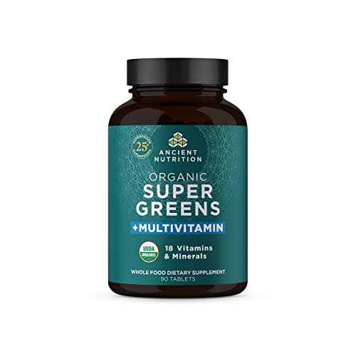 Organic SuperGreens and Multivitamin Tablets with Probiotics 90 Count M545