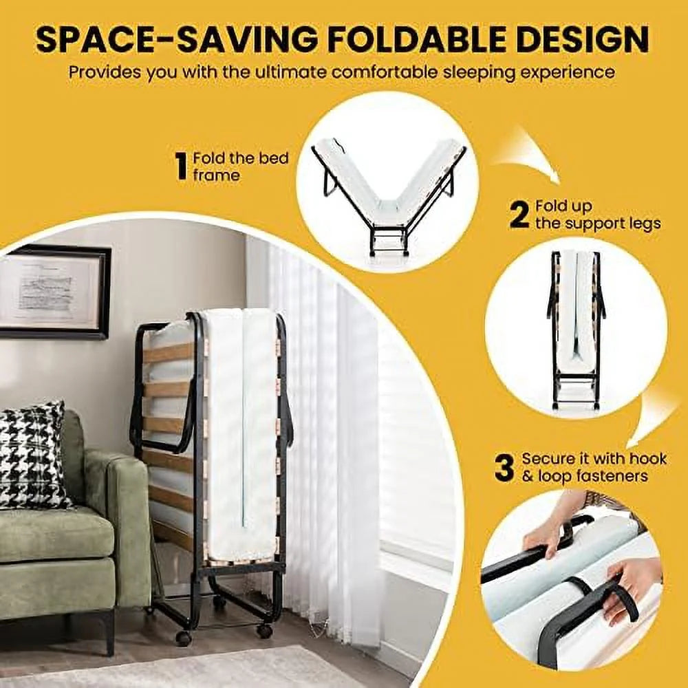 Folding Bed with 4 Inch Memory Foam Mattress L341608