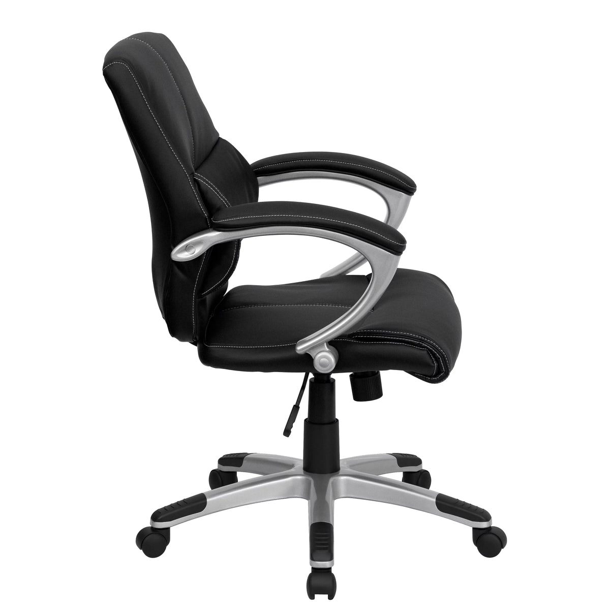 Black LeatherSoft Mid-Back Swivel Office Chair with Arms Q321199