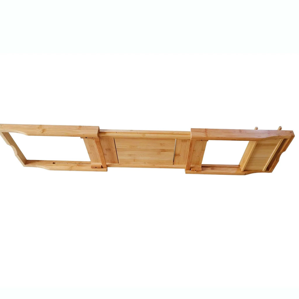 Expandable Bamboo Bathtub Caddy Tray with Wine Glass Holder L587