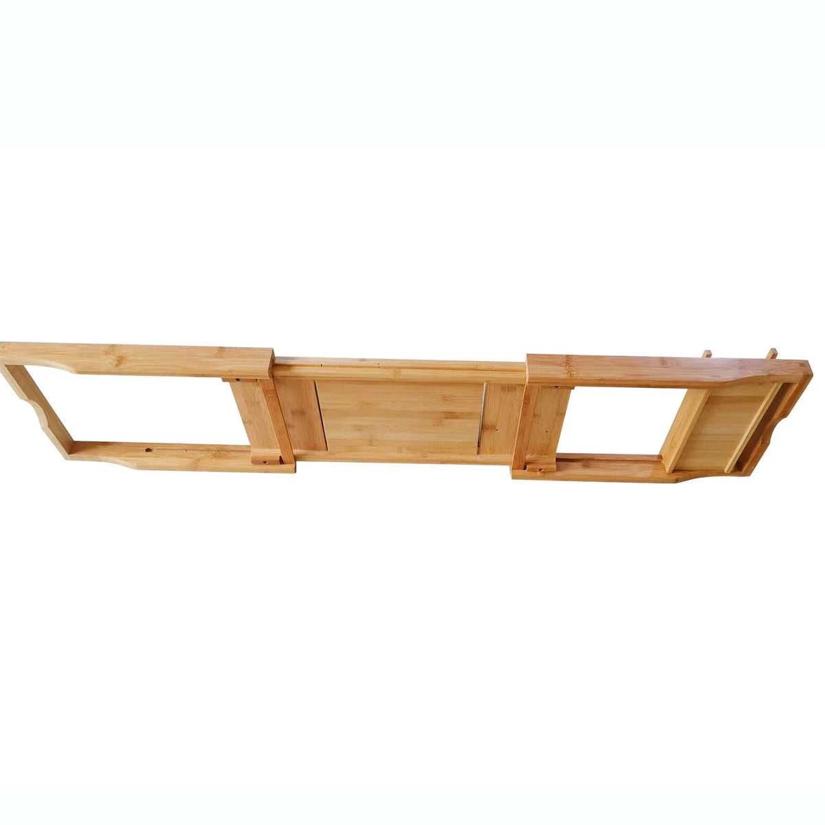 Expandable Bamboo Bathtub Caddy Tray with Wine Glass Holder L587