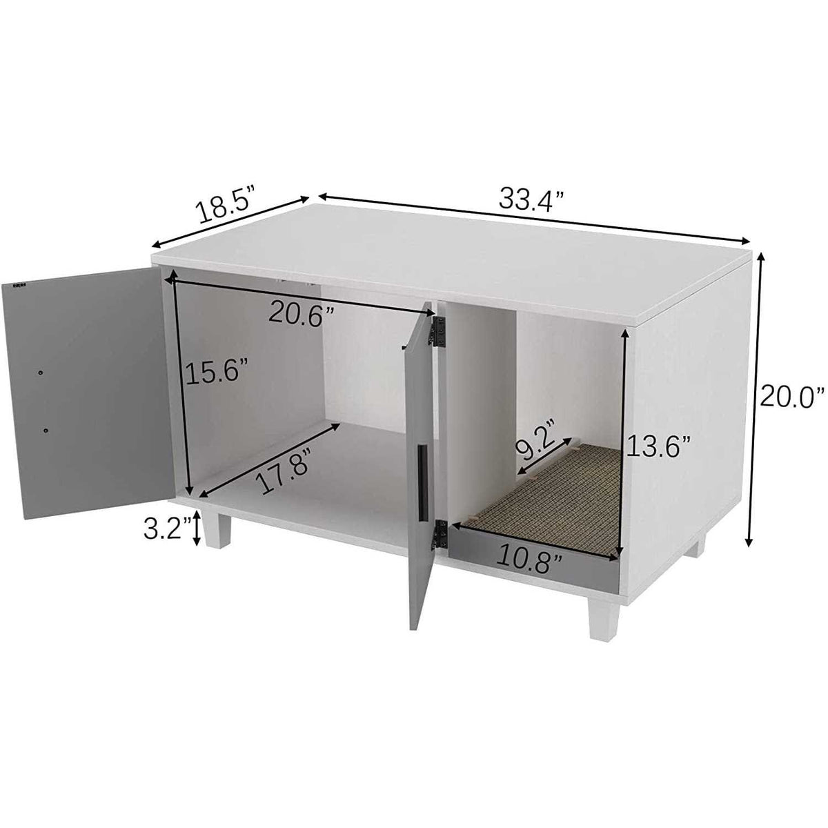 Wood Pet Crate Cat Washroom Litter Box Enclosure R652