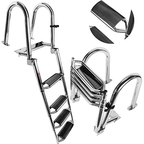 Telescoping Boat Ladder with Hand Railings and Extra Wide Steps Y9588