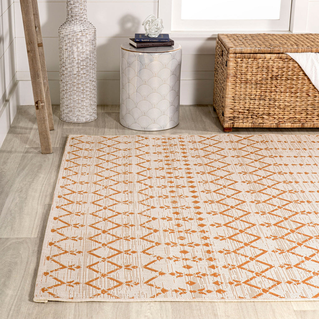 Cream Orange 4 ft. x 6 ft. Indoor Outdoor Area Rug F350398