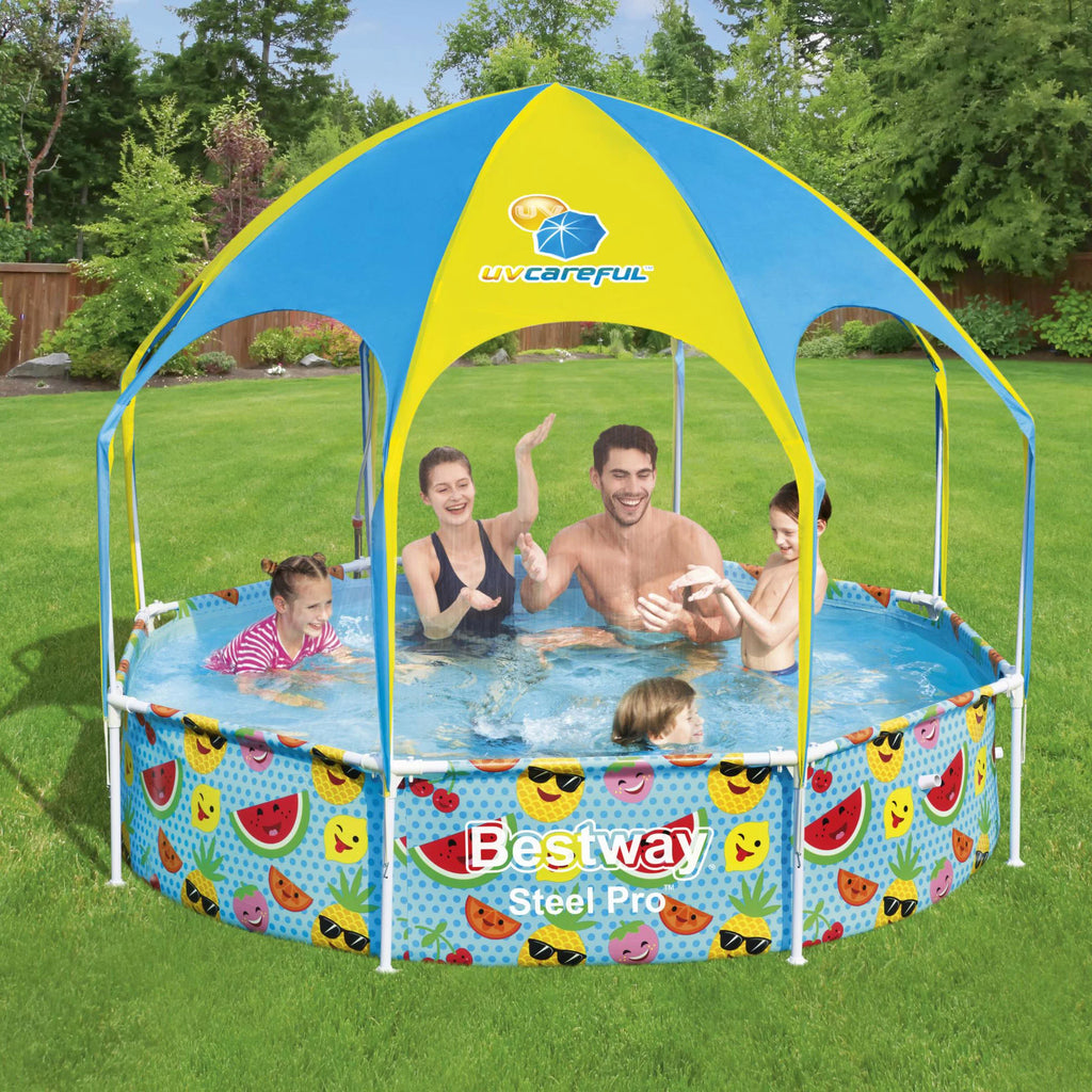 8' x 20" Round Above Ground Swimming Pool with Canopy H327