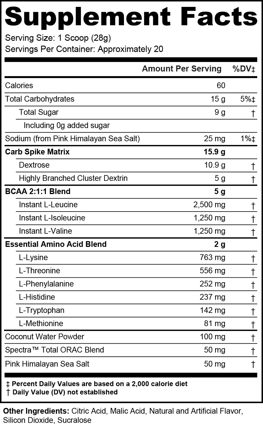 Post Workout Recovery Drink with Carbohydrates and BCAA/EAA, 20 Servings A729