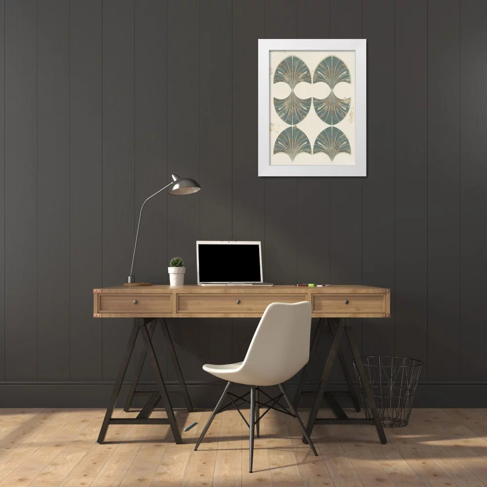 White Modern Wood Framed Art Print I506005