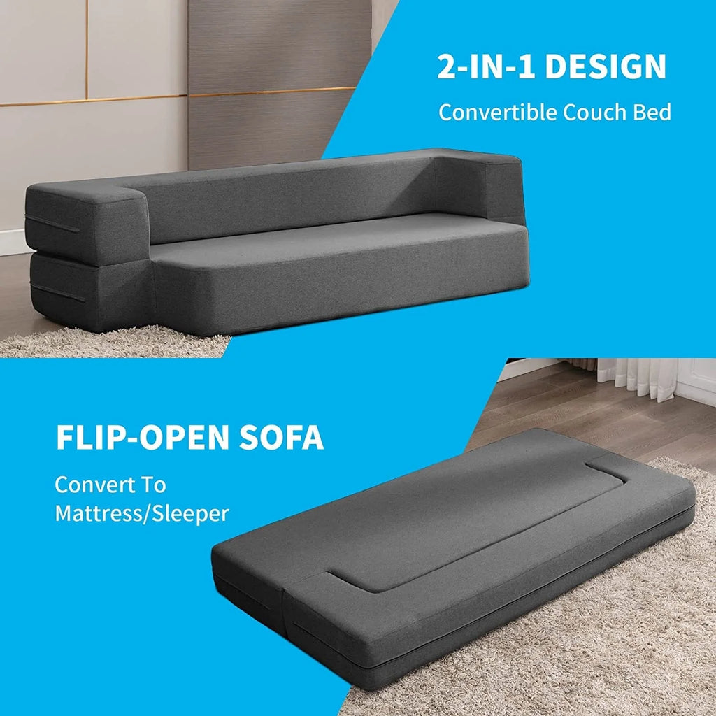 Convertible Futon Sofa Bed Dark Grey A801