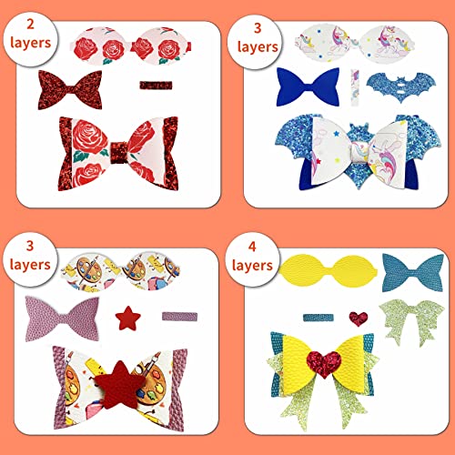 348 Pcs 60 Set Faux Leather Hair Bows DIY Making Kit H25757