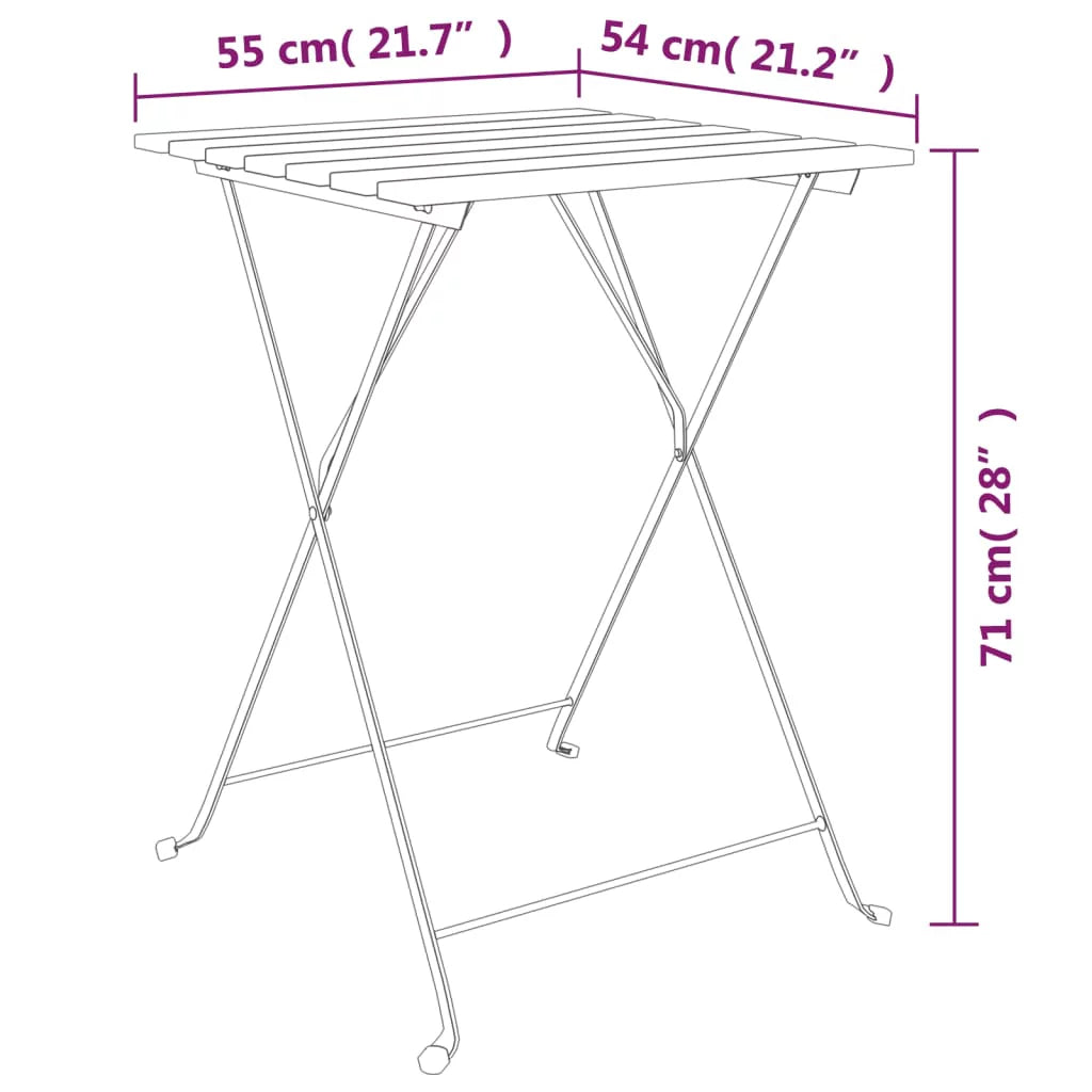 Folding Bistro Table Solid Wood Teak and Steel F965