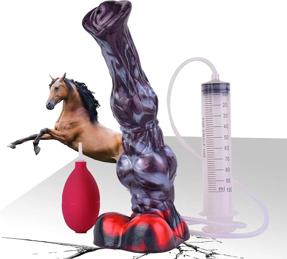 2 Large Knot Suction Cup Ejaculating Silicone Dildo 10.2 Inch I751