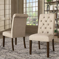 Beige Linen Button Tufted Dining Chair Set of 2 N345357