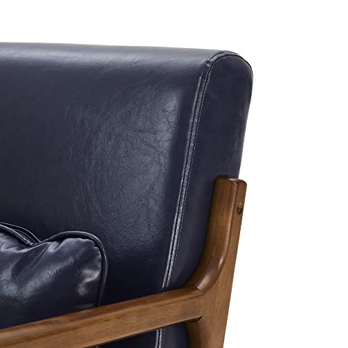 Black PU Leather Accent Armchair with Wood Frame F65102