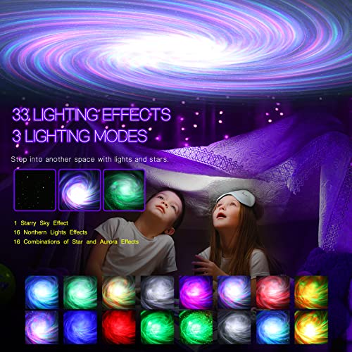 Aurora Projector with 33 Light Effects, LED Star Projector, Remote Control, Bluetooth Speaker W404