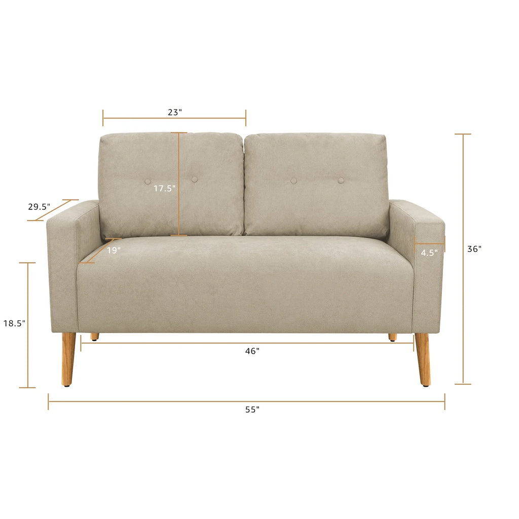 Fabric Loveseat Couch Sofa with Solid Wood Frame M628