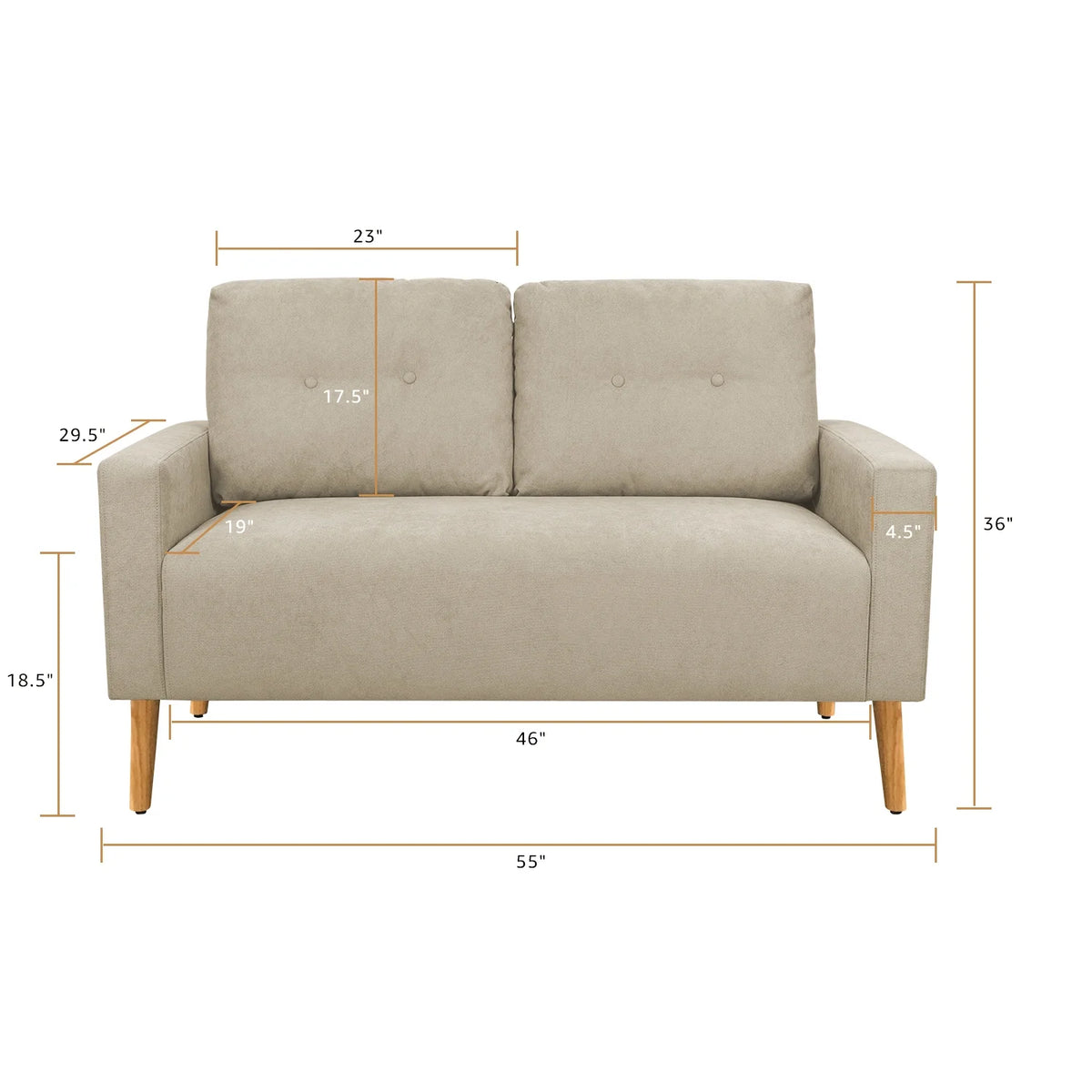 Fabric Loveseat Couch Sofa with Solid Wood Frame M628