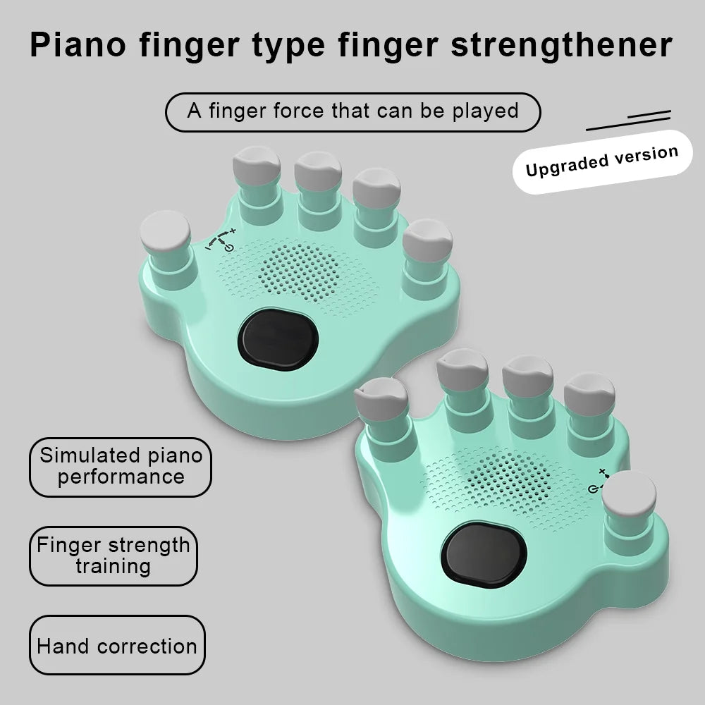 Hand Exerciser Trainer, 2Pcs Piano Hand Shape Corrector, Hand Strengthener with Speaker, Silicone Button, Anti-slip Design I85900