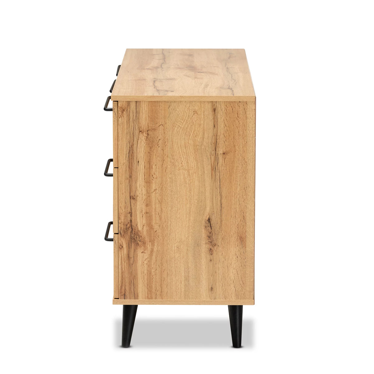 Oak Brown Finished Wood 3-Drawer Sideboard Buffet N43986