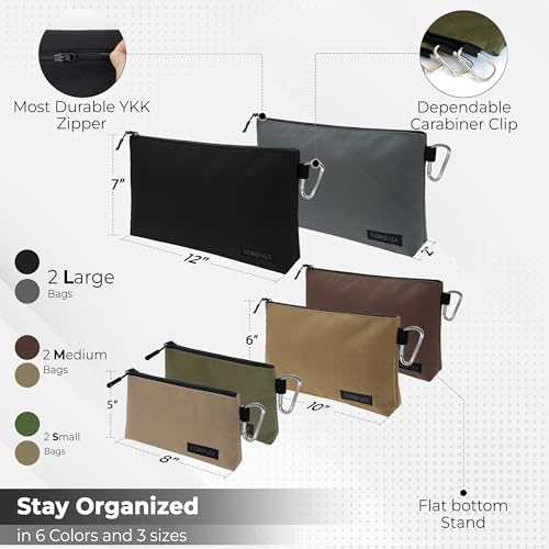 Heavy Duty Tool Pouch with YKK Zipper 6 Pack Large 12inch D793758
