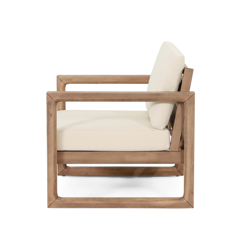 Acacia Wood Club Chairs with Cushions, Set of 2 M211