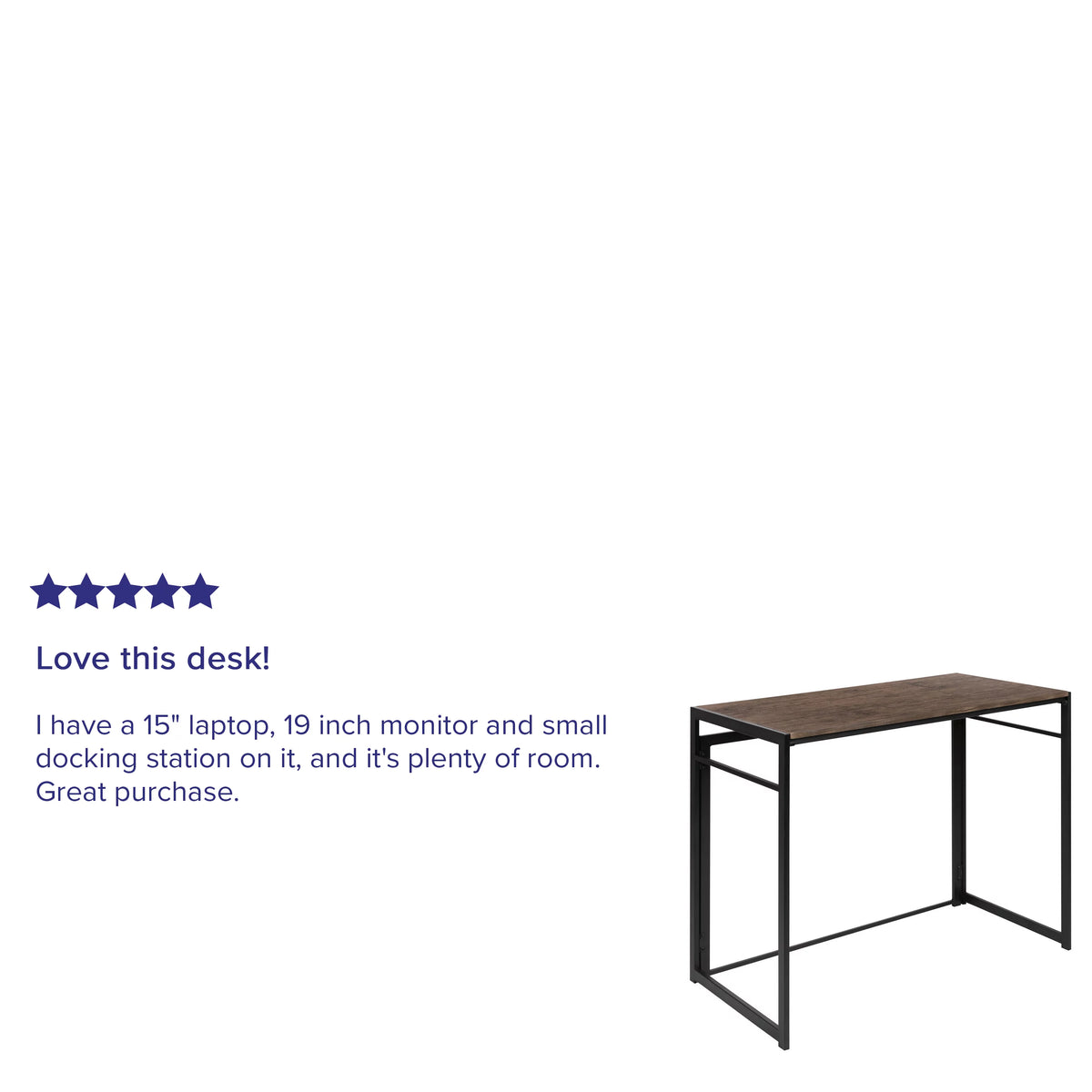 Folding Computer Desk with Wood Grain Finish and Metal Frame W899