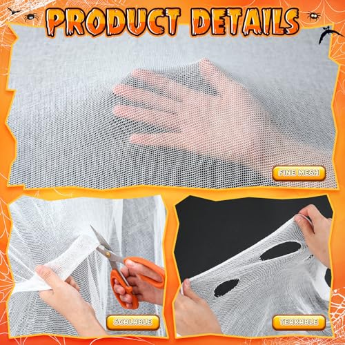 8 Pcs Giant Spider with Stretchy Netting Spiderweb Set N333