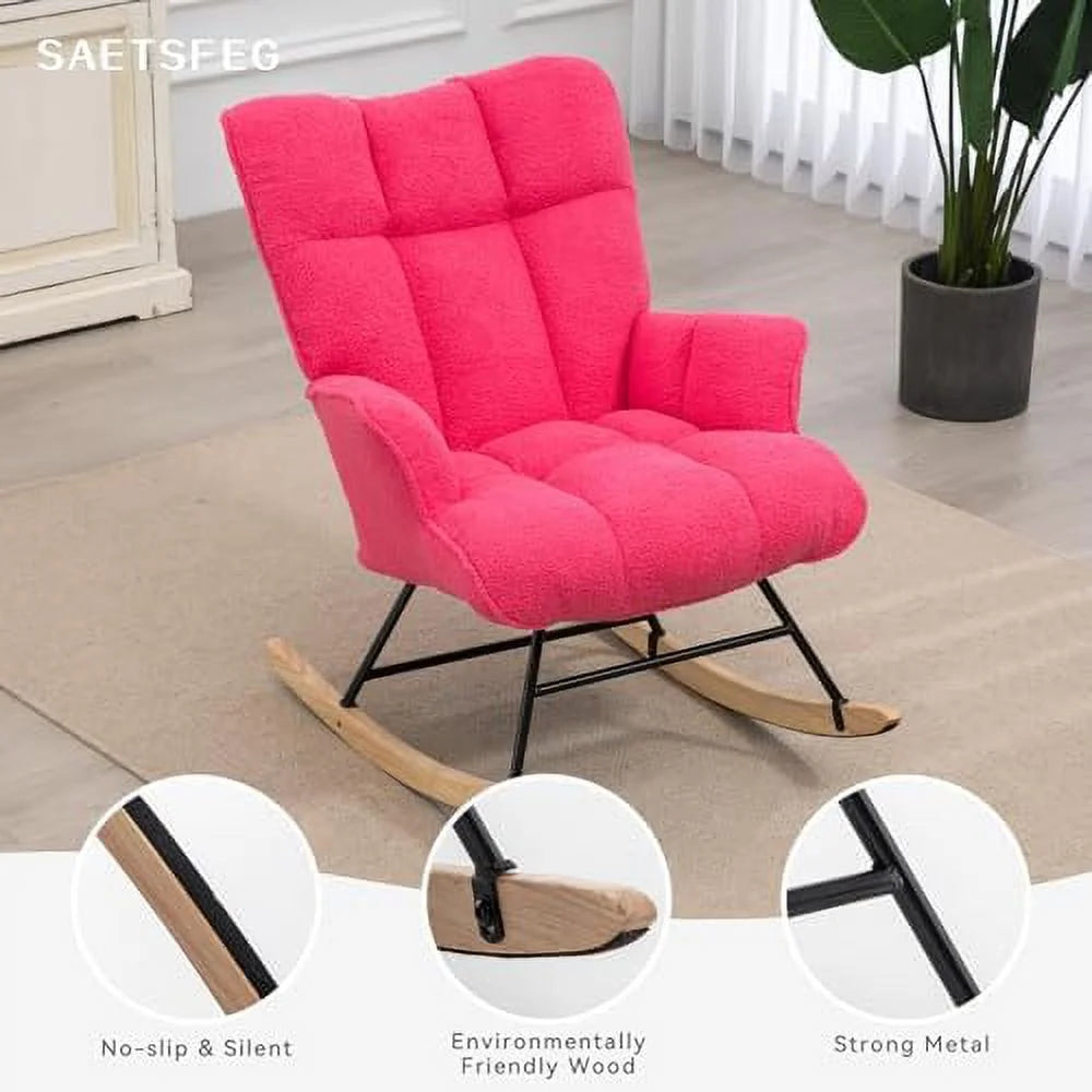 Teddy Upholstered Rocking Chair with High Backrest K7166