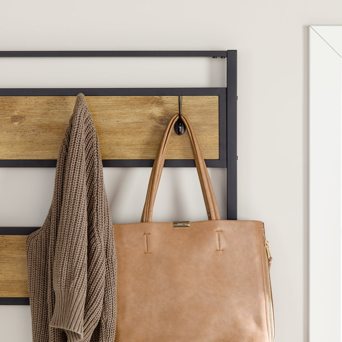 Industrial Hall Tree with Bench and Coat Hooks R5302